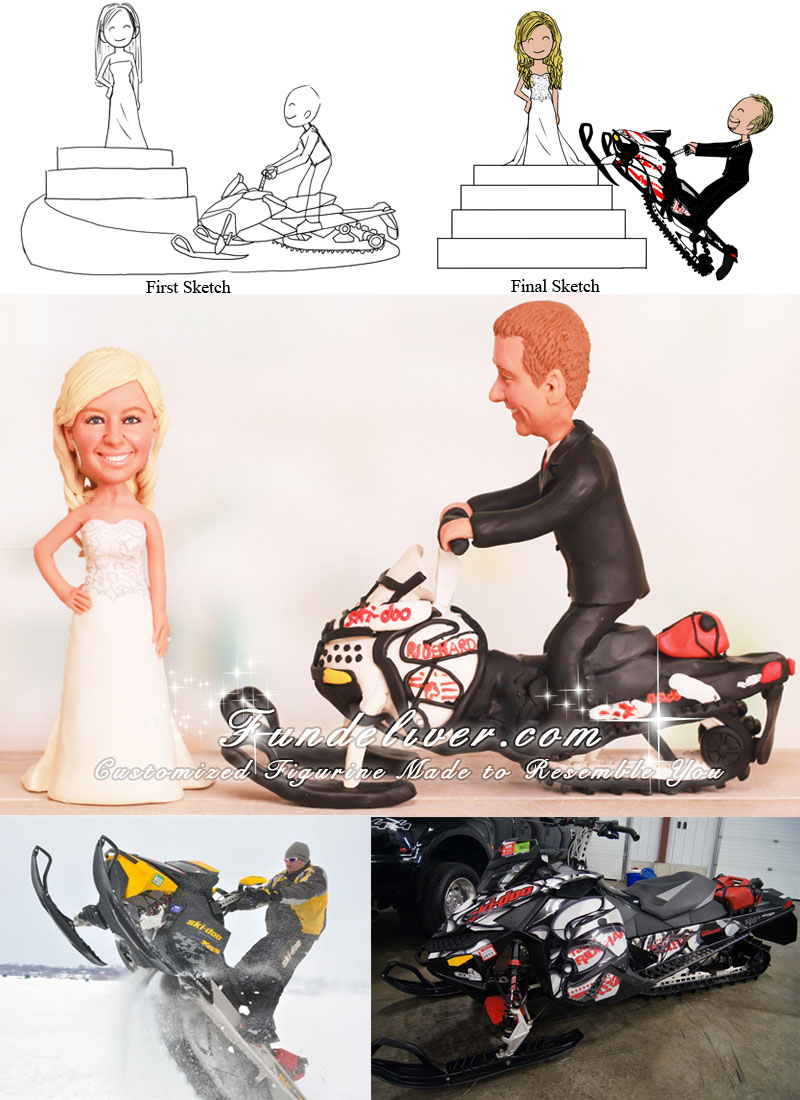 Snowmobile Wedding Cake Topper